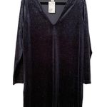 H&M  Blue Velvet Glittered Long Sleeve Mini Shift Party Dress Womens M Holiday Photo 0
