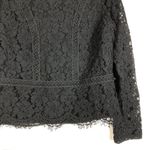 EXPRESS Black Lace Ruffle Long Sleeve Top with Mock Neck Zipper Back Size XS Photo 3