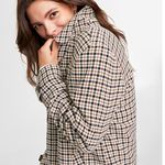 Women’s Checkered Car Coat On 34th Macy’s size XXL Tan Cream Brown Black Photo 2