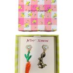 Betsey Johnson  Bunny Carrot Non-Matching Earrings Easter Egg Hunt Photo 1
