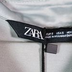 NEW Zara Sateen Satin Snap Button Front Collared Pocket Blouse Shirt Top Blue S Photo 1