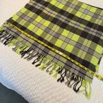 Gap  Plaid Blanket Scarf Wrap w/ Fringe Gray Neon Green 84” by 24” Acrylic Unisex Photo 6