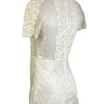 Glamorous  White Lace Mock Neck Short Sleeve Sheer Mini A-Line Dress Size M Photo 1