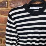 ZARA  Wool Blend Black White Striped Crew Neck Knit Sweater Women's Size Small Photo 1
