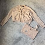 Witty Fox Embroidered Butterfly Tan Two Piece Cropped Cardigan & Top Set SIZE XS Photo 0