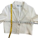 ZARA  cream tweed 3/4 sleeves with rhinestones buttons blazer cropped jacket NEW Photo 3