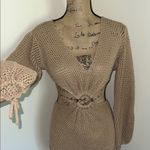 Stylish Tan Knit Swim Dress with Cutout Photo 1