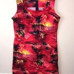Vintage Royal Creations Women’s Beach “Aloha” Print Square Neck Tank Dress Red Size XL Photo 0