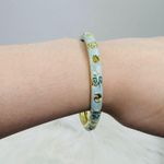 Blue Butterfly & Floral Theme Enamel Hollow Out Cloisonne Bangle Gold Photo 3