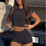 White Fox Boutique WHITE FOX Minding My Business Ribbed Booty Shorts Black Size M Photo 1