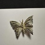 Rhinestone Butterfly Insect Signed Gerry’s Gold Tone Brooch Pin Photo 2