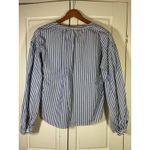 Gap  Blue‎ White Stripe Ruffle V Neck Cottage Shirt Womens Small Peasant Feminine Photo 3