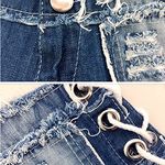 Womens Denim Booty Shorts, Sexy Mini Lace Up Thong Jeans Shorts, Clubwear, Party Photo 8