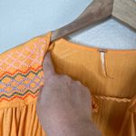 Free People  Orange Boho Market Embroidered Cotton Tunic Medium Photo 5