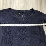 Anthropologie  Knitted & Knotted Open Knit Sweater Blue Sheer Chiffon Sides 3/4 M Photo 2
