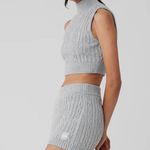 Alo Yoga  Cable Knit Winter Bliss Mock Neck Tank Athletic Heather Grey S Photo 2