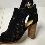 Marc Fisher Deztin Chunky Heel Suede Shoes Women's 6M Black Open Toe Sandals Photo 1