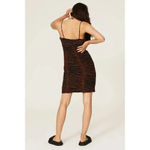 STAUD  Bell‎ Zebra Print Mini Dress in Black and Brown Spaghetti Strap Size 6 Photo 2