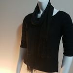 None Black Sparkly Scarf with Tassels Photo 2