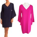 Trina Turk Nico V Neck Bell Sleeve Sheath Mini Dress Pink Size S Photo 10