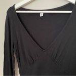BP Dress Long Sleeve V-Neck Mini Black Solid Casual Neutral Photo 3
