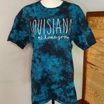 Port & Company Blue Black Tie Dye Louisiana Home Grown Short Sleeve Tee Medium Photo 0