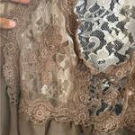 Umgee  Lace vest tan NWOT M/L rose appliqué ruffles lace Photo 6