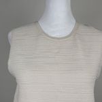 Jason Wu  Cream Textured Crew Neck Tank Top Shell Ribbed Trim Stretchy Size M Photo 3