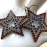 Patriotic red white and blue rhinestone star earrings Photo 0