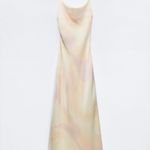 ZARA  maxi long satin foil effect cowl neck body on casual summer vacation dress Photo 6
