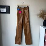 NEW Cultnaked Killa Choco Brown Vegan Faux Leather High‎ Rise Straight Pants XS Photo 4