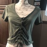 No Boundaries  size large green scrunched crop top Photo 3