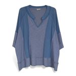 POL  Clothing Blue Waffle Knit V Neck Pullover Top Size L FKT1058B Photo 1