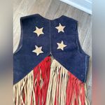Unique Vintage VTG 1960's 70's Woodstock Fringe Vest RARE Rock Hippie Stars Patriotic Red Blue Photo 11