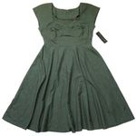 NWT Stop Staring! Madstyle Swing Dress in Olive Houndstooth Rockabilly Pinup 14 Photo 0