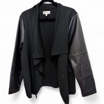 Rafaella Black vegan leather ponte draped open front jacket size 2XL Photo 0