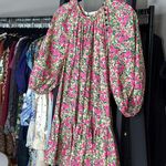 ZARA  Pink Floral Babydoll Puff Sleeve Pleated Mini Dress Photo 3