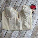 American Vintage VTG Bustier Bra Sz 38B New Overbust Ivory Backless Plunge Padded Structured Photo 1