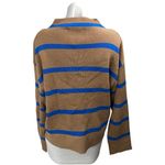 Everlane The Laceup Smock Tan Blue Striped Knit Long Sleeve Sweater Top Size L Photo 2