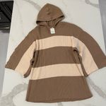 Free People Beach NWT Kami Hooded Sweater Set Womens Small Brown/Cream Oversized Photo 5