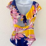 Trina Turk  One Piece Floral Ruffle Swimsuit Size 12 NWOT Photo 3