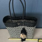 Modern Black and beige Geometric Tote Bag Photo 2
