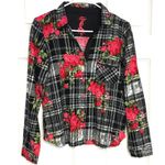 Betsey Johnson  Plaid Floral Flannel Pajama  Shirt Photo 0