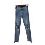 EXPRESS  Destroyed Denim Ankle Straight Skinny Legging Mid Rise Jeans Size 00 Photo 1