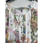 Fig and Flower Anthropologie Floral Blouse Petite Large Sheer Multicolor White Size undefined Photo 2