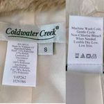 Coldwater Creek  Quilted Embroidered Jacket Cream Small Faux Fur Collar Photo 7