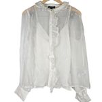 J.Crew  Ruffle button-up shirt‎ in crinkle chiffon in Ivory 6 NWT Photo 0