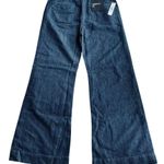 Askk NY Denim Trouser Wide Leg Indigo Linen Cotton Blue Size 34 NEW Photo 5