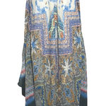JOHN PAUL RICHARD Bohemian Print Asymmetrical Hem Dress Womens Small Boho Folk S Blue Photo 0