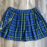 Hot Topic Hot‎ Topic Y2K Inspired Blue & Green Plaid Mini Skirt Size M Skater W/ Chain Photo 0